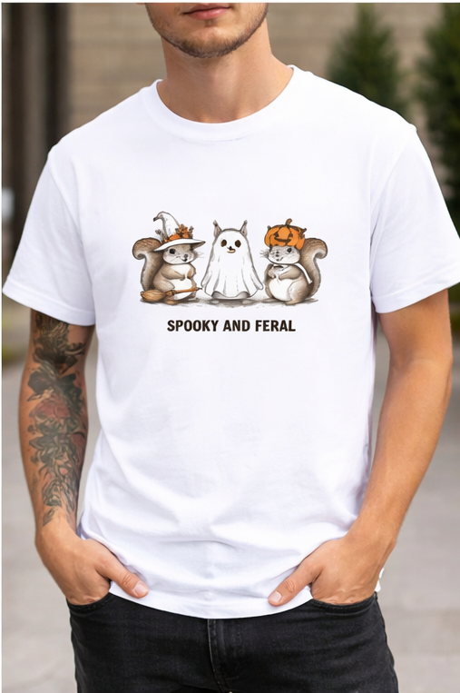 Spooky and Feral Halloween Squirrels – Cute Ghost & Witch Aesthetic T-Shirt | trandzY