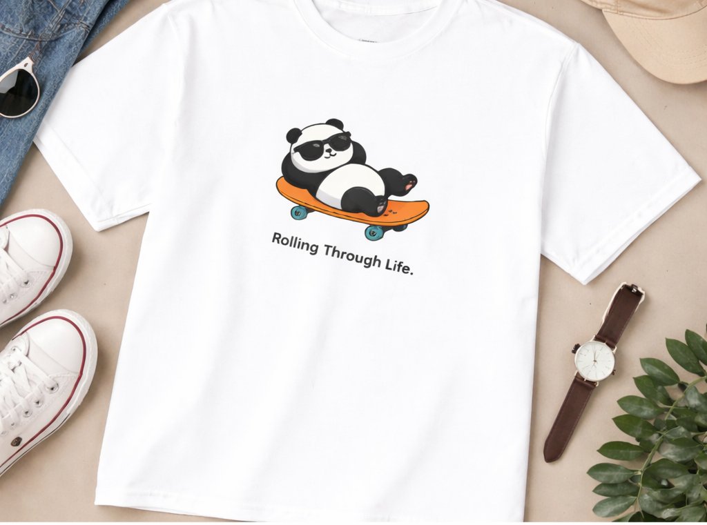 Summer Travelling Oversized T-shirt | Cool Panda Skateboard  – Rolling Through Life