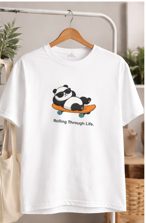 Summer Travelling Oversized T-shirt | Cool Panda Skateboard  – Rolling Through Life
