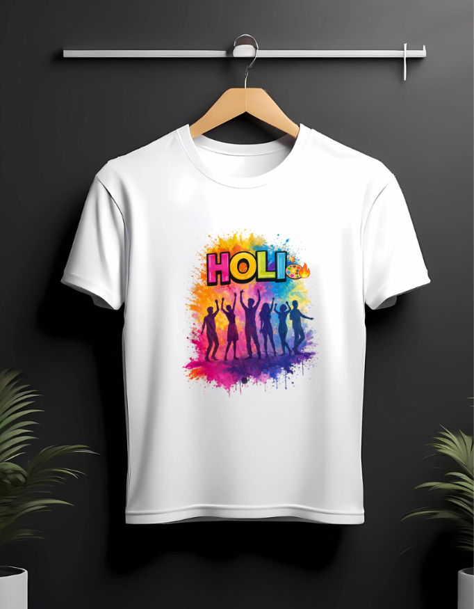 HOLI – Vibrant Color Splash Festival T-Shirt | Bold Holi Party Wear for Men & Women