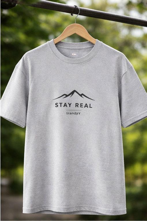 STAY REAL Minimal Mountain Graphic T-Shirt | Premium Streetwear by trandzY