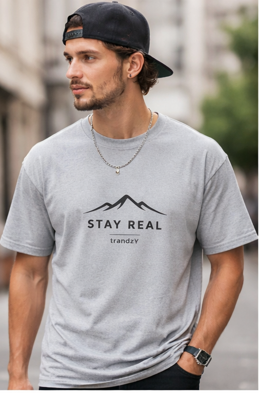 STAY REAL Minimal Mountain Graphic T-Shirt | Premium Streetwear by trandzY